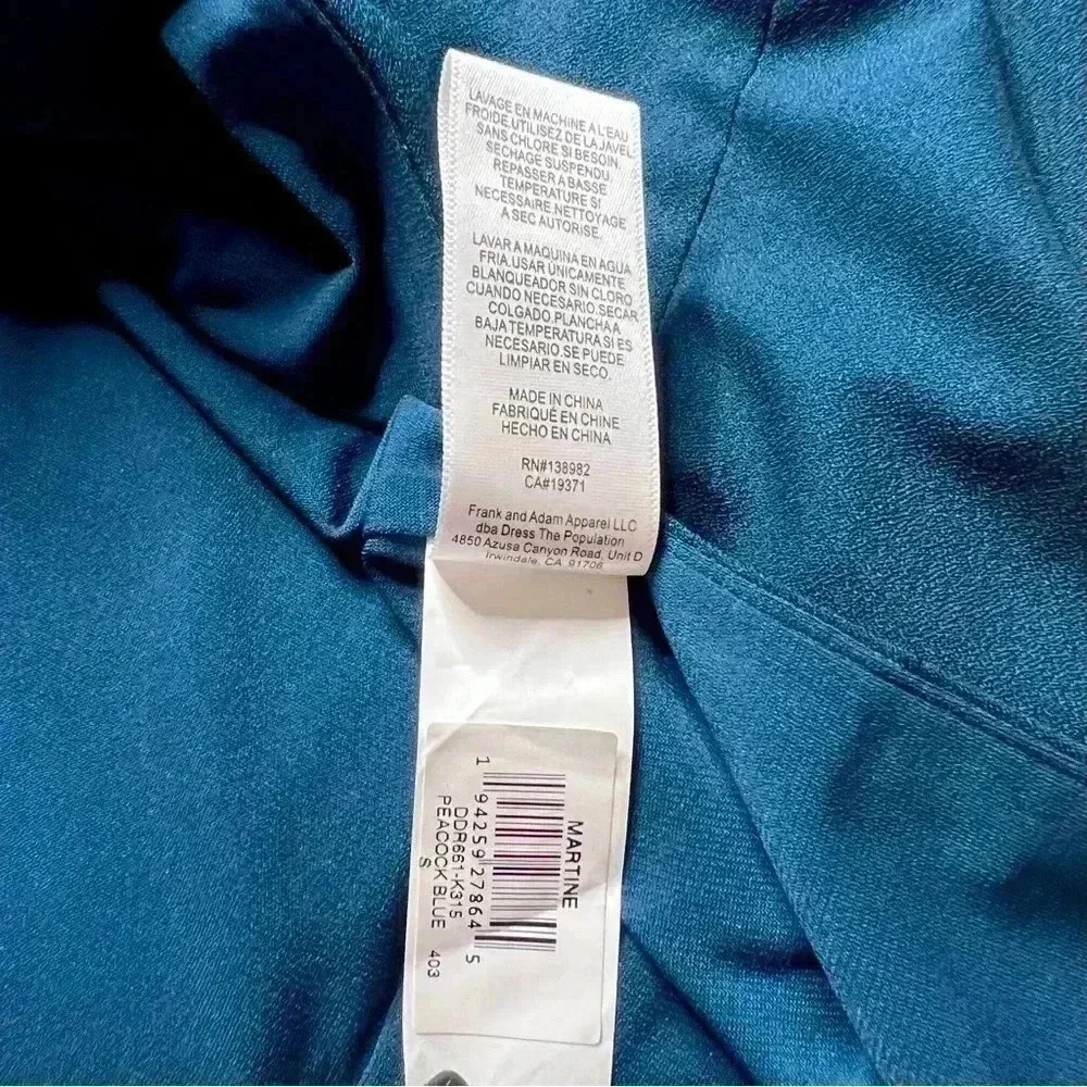 Dress The Population Blue One Shoulder Peacock Teal Blue Dress - Picture 12 of 12